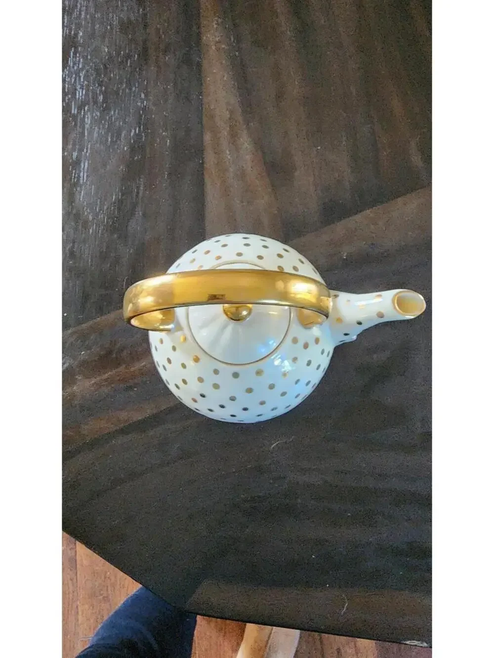 Anthropologie Sweet Sentiment Gold Dot Stacking Teapot & Cup Set Flawless